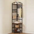 thumbnail image 1 of VEVOR Corner Hall Tree, 71.3 in Coat Rack with Hooks, Top Shelf & Steel Frame, Freestanding Clothes Shoes Rack Storage Organizer with Anti-Tip Set, Adjustable Non-Slip Feet for Entrance Closet Office, 1 of 9