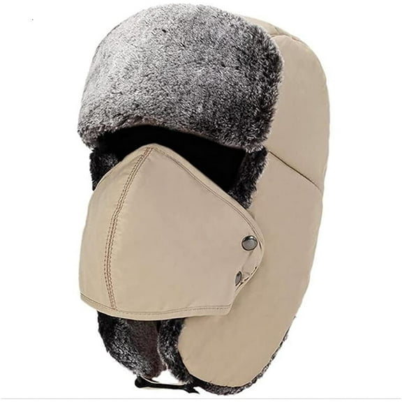 Lainin Winter Outdoor Trapper Hat, Russian Ushanka Trooper Aviator Ski Hat Earflap with Mask for Men & Women