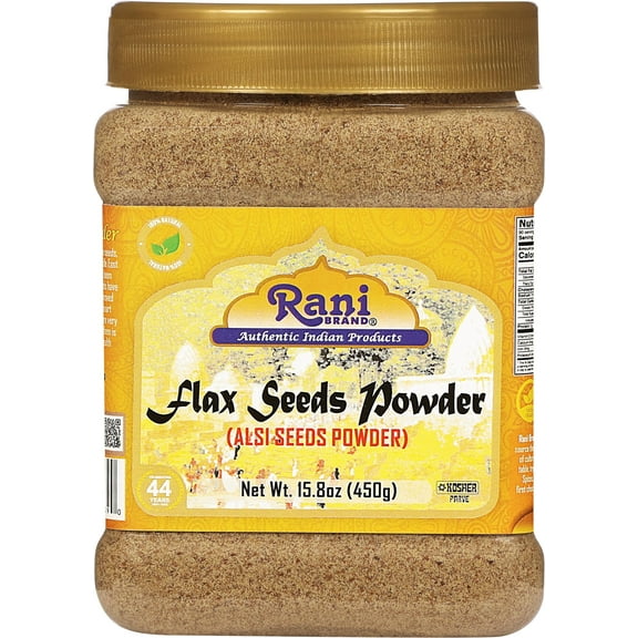 Rani Flax Seeds Powder (Alsi, Linum usitatissimum) 15.8oz (450g) PET Jar ~ All Natural | Gluten Friendly | Non-GMO | Kosher | Vegan | Indian Origin