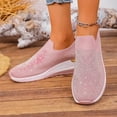 thumbnail image 6 of QQAMB Sparkly Sneakers for Women Breathable Knit Wedge Heel Bling Rhinestone Casual Shoes Round Toe Slip on Walking Running Athletic Shoes, 6 of 8