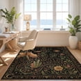 thumbnail image 3 of Design&I 8'x10' Washable Area Rug Snag-Free Black Gold Celestial Garden and Floral Motifs Elegant Scrollwork with Starry Night for Dining Room, Large Office, Lounge, 3 of 7