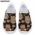 thumbnail image 1 of Zapatos casuales con estampado de búho de dibujos animados de Doginthehole para mujer, zapatos planos deportivos para exteriores, zapatos de verano cómodos y transpirables de malla sin cordones, 1 of 5