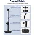 thumbnail image 3 of Tian Qi Webcam Stand Goose-Neck Mount Stand Upgraded Desktop Stand for Logitech Webcam C922 C930e C920S C920 C615 and Other Webcam with 1/4" Thread Black Black Black, 3 of 5