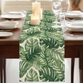 thumbnail image 3 of Green Tropical Leaves Table Runner 90 Inches Long,Farmhouse Summer Leaf Plants Cotton Linen Table Runners Dresser Scarves,Fabric Tabletop Scarf Furniture Cover for Home Dinner Party 13"x90", 3 of 9