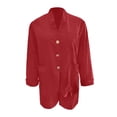 thumbnail image 4 of Arlun 2 Piece Sets for Women Breathable Linen V-Neck Long Sleeves Button down Shirts and Wide Leg Shorts Set 2026 Fashion Solid Color Summer Vacation Beach Outfits Red M, 4 of 5