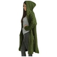thumbnail image 3 of BiZtdJrK Cable Knit Cardigans for Women Loose Long Sleeve Fall Winter Hooded Sweater Coat with Pockets Going Out Outfits Army Green L Mother's Day Gifts, 3 of 7
