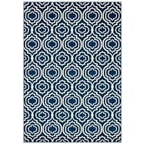 Modway Frame Transitional Moroccan Trellis 8x10 Area Rug in Moroccan Blue and Ivory