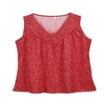 thumbnail image 4 of Women Summer Floral Tank Tops Vest Blouse Boho V Neck Tops Plus Size White L, 4 of 7