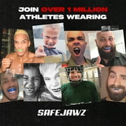 SAFEJAWZ Sports Mouth Guard with Case, Dual Layer Adult and Youth Mouthguard (Black Fangz, Adult (12+ Years))