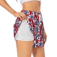 thumbnail image 1 of Balery Palm Tree Pattern on Red Pantalones cortos deportivos para mujer con forro y dos bolsillos, elásticos, para entrenamiento, gimnasio, yoga-Small, 1 of 7