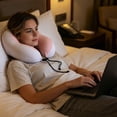 thumbnail image 4 of MMJ Memory Foam U Shaped Travel Pillow Ice Silk Cooling Neck Rest Slow Rebound Portable for Airplane Car Nap Washable Cover, 11.81x11.41in, 4 of 6