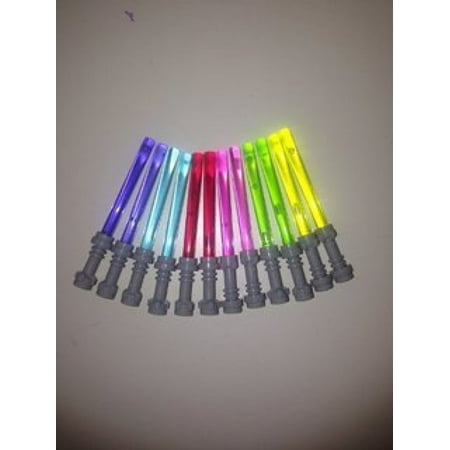 Lego Star Wars Lightsaber Lot of 12 Gray Hilt Purple Pink Red Green Yellow & Blue Lightsabers (Darth Vader Yoda Luke Skywalker)