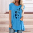 thumbnail image 3 of Femmes Mode Décontractée Chemises Imprimées Manches Courtes T-Shirt Ample Hauts Tunique Blouse, 3 of 4