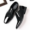 thumbnail image 5 of Men's Faux Patent Leather Tuxedo Dress Shoes Fashion Square Toe Classic Lace Up Formal Oxford Shoes, 5 of 6