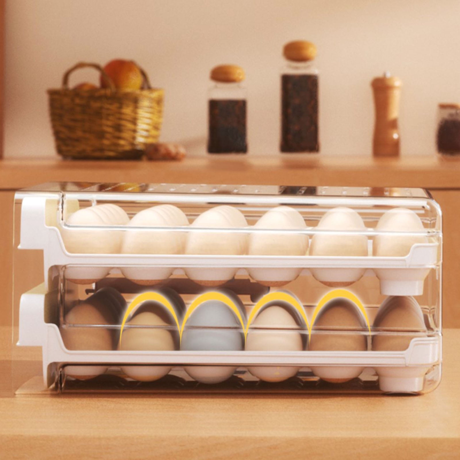 Refrigerator Egg Holder, Stackable Fridge Egg Tray Container Spacious Clear  For Apartment