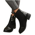 thumbnail image 5 of Viluyesy Womens Ankle Boots, Low Heels Round Toe Front Zipper Comfortable Mid Calf Boots Black US5.5, 5 of 9