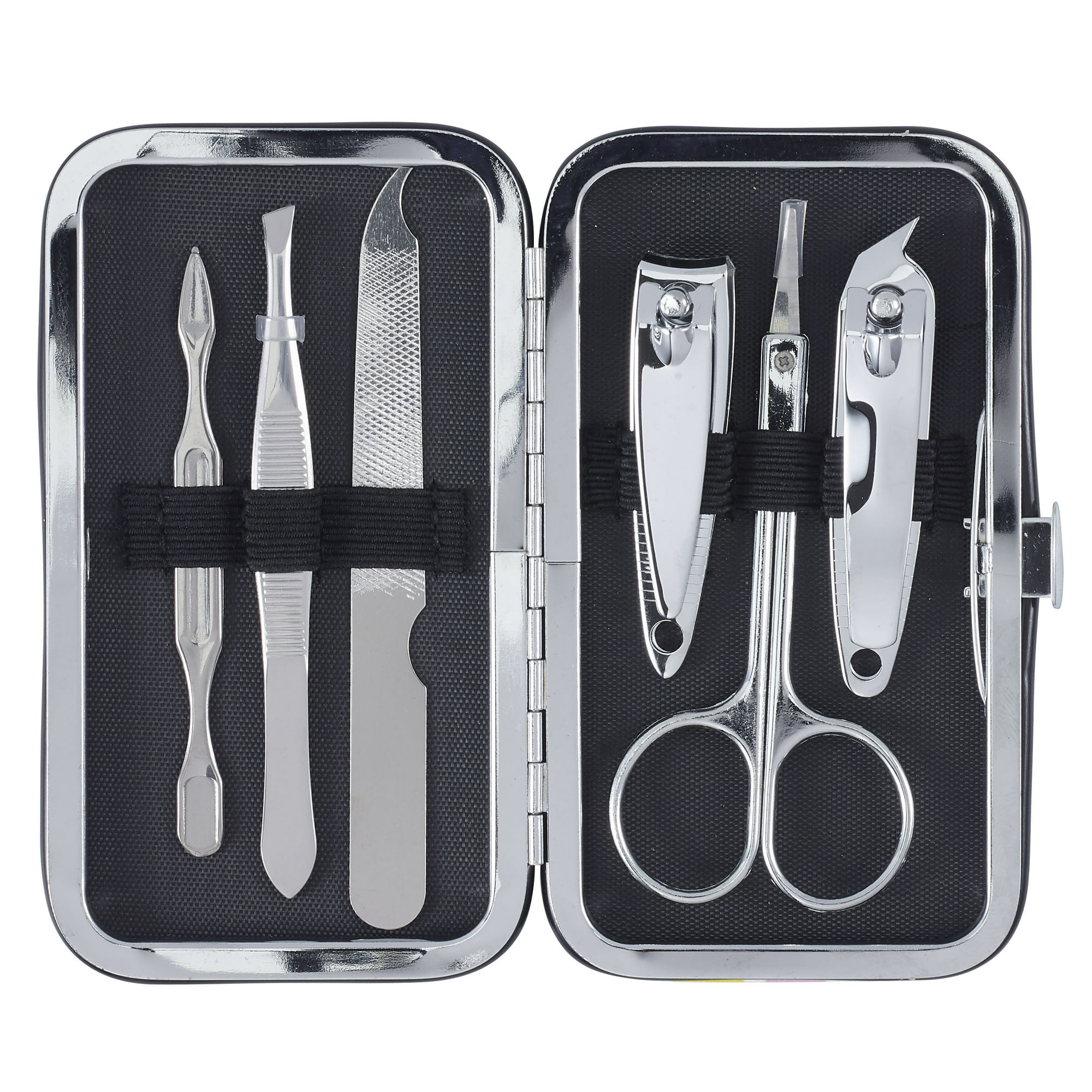 Silver Glitter 7-Piece Manicure Tool Set with Case