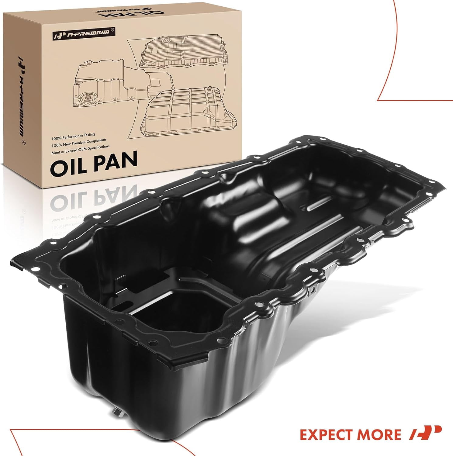 A-Premium Engine Oil Pan with Drain Plug Compatible with Ford F-150 2010-2014 F-250/350 Super Duty 2011-2019 V8 6.2L