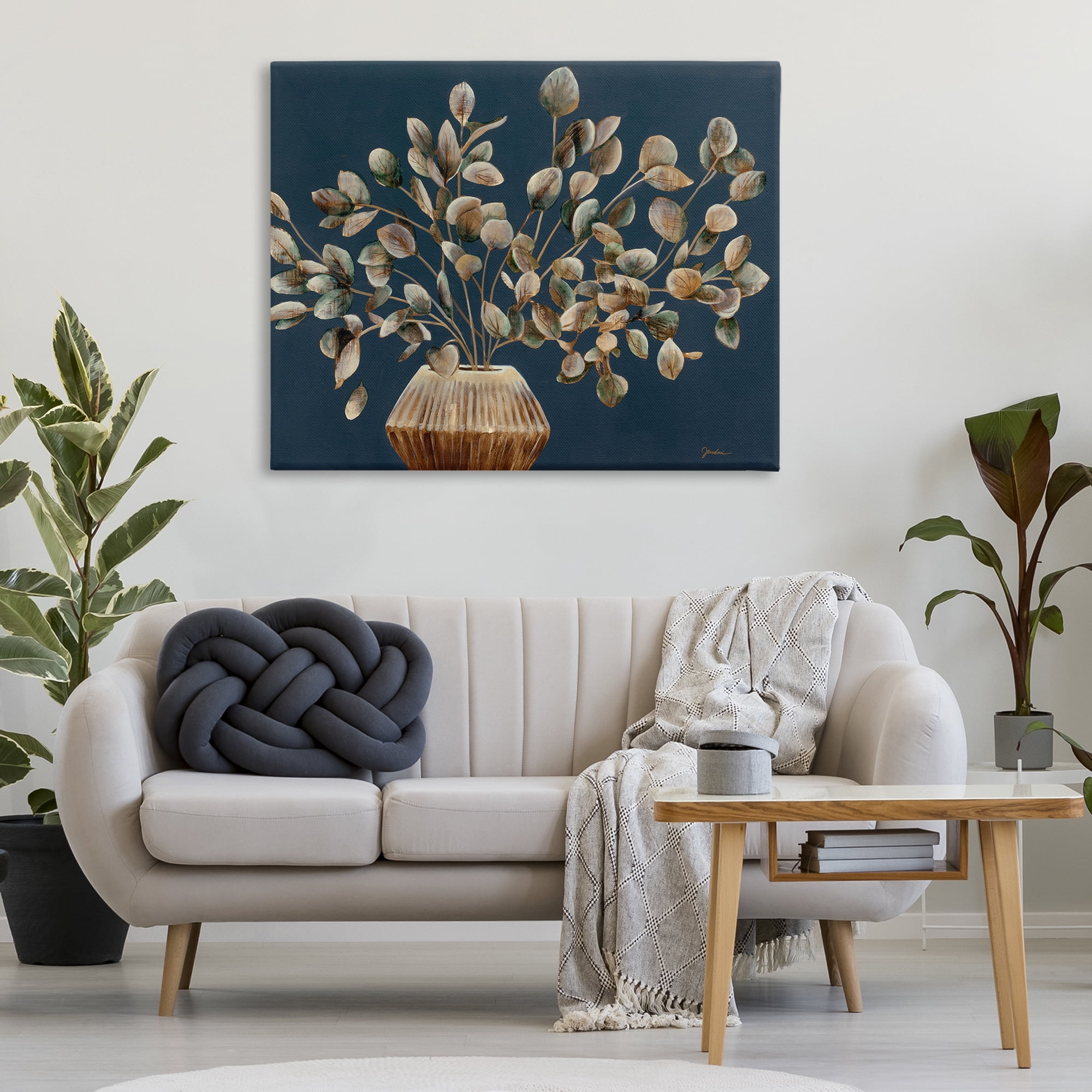Stupell Industries Rustic Eucalyptus Leaves Botanical & Floral Painting Gallery Wrapped Canvas Art Print Wall Art, 48 x 36