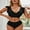Black, variant on Womens Ruffled V Neck Swimwear Sets Ruched Bikini Bottoms Two Piece Swimsuit