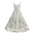 thumbnail image 3 of Elainilye Fashion Party Dresses for Women Comfy Summer Sleeveless V-Neck Vintage Prom Dress Date Night Dress,White, 3 of 8