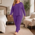 thumbnail image 6 of Xaqiouau Women Fleece Lined Pajama Set Warm Thermal Underwear Long Sleeve Top and Pants Plus Size Winter Lounge Sleepwear, 6 of 9