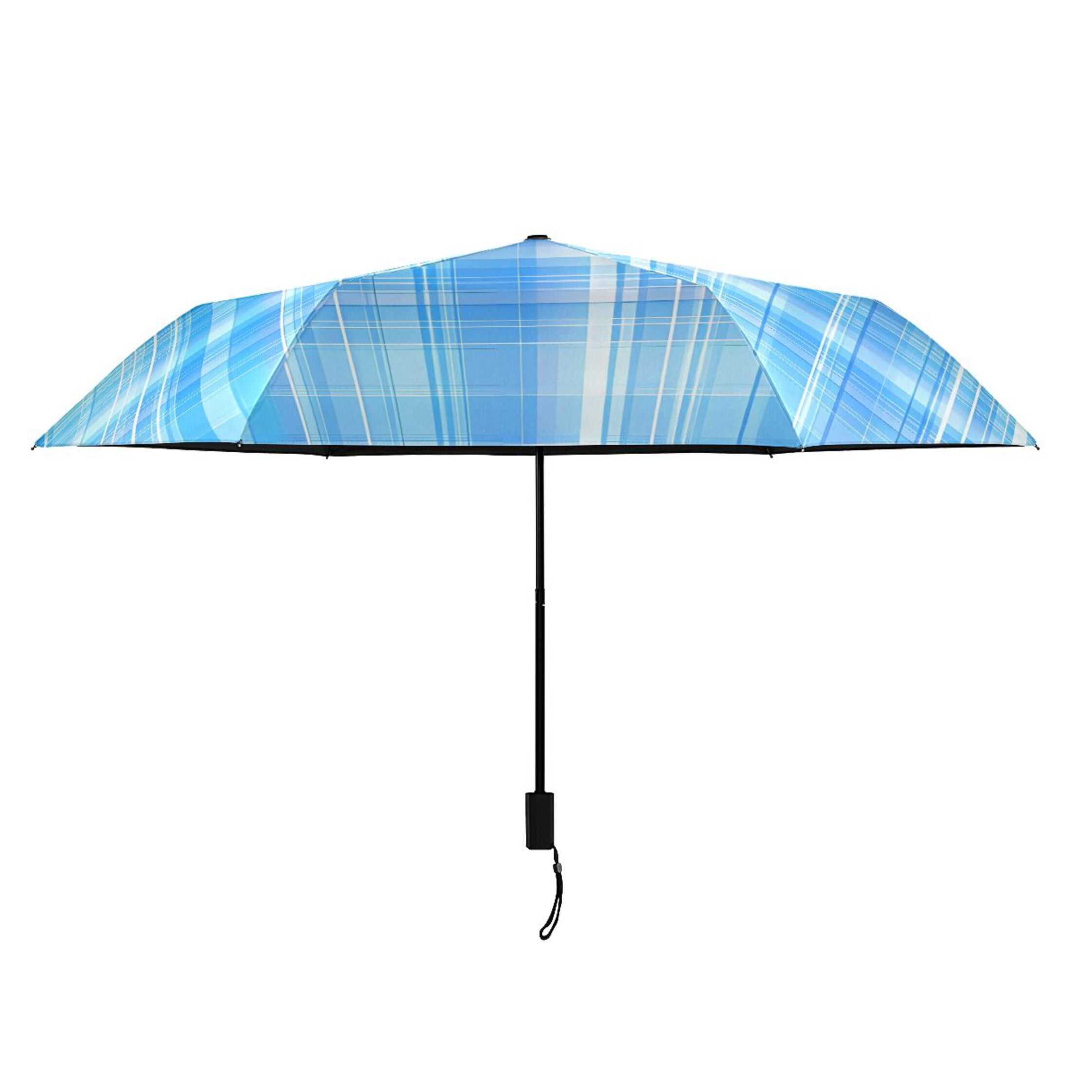 ALAZA Plaid Checkered Blue UPF 50+ Compact Folding Umbrella for Rain Travel Umbrella Packable