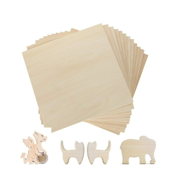 12 Pack Craft Wooden Sheets,QZS Thin Plywood,Balsa Unfinished Squares Boards,Balsa Sheets for Crafts Laser Cutting,Burning and Drawing,5.9x5.9x0.1In