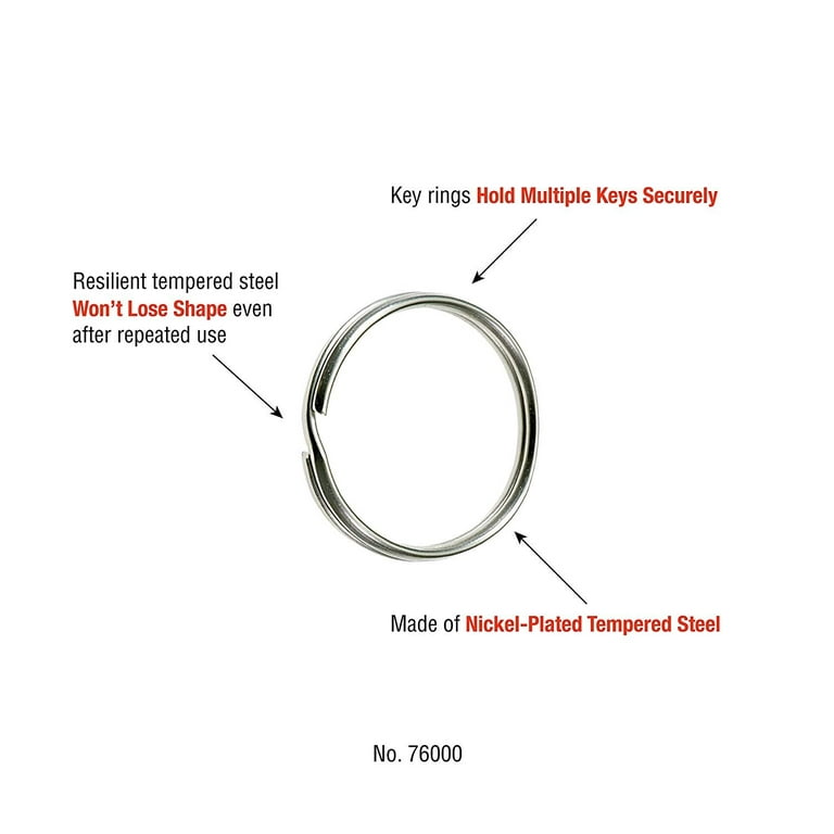 7/8 Silver Nickel Plated Steel Split Key Rings for Crafts (Pack of 100)