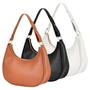 Spencer Shoulder Bag for Women Small Purse with Extension Strap Crescent Clutch Purse Leather Hobo Handbag Satchels, Brown