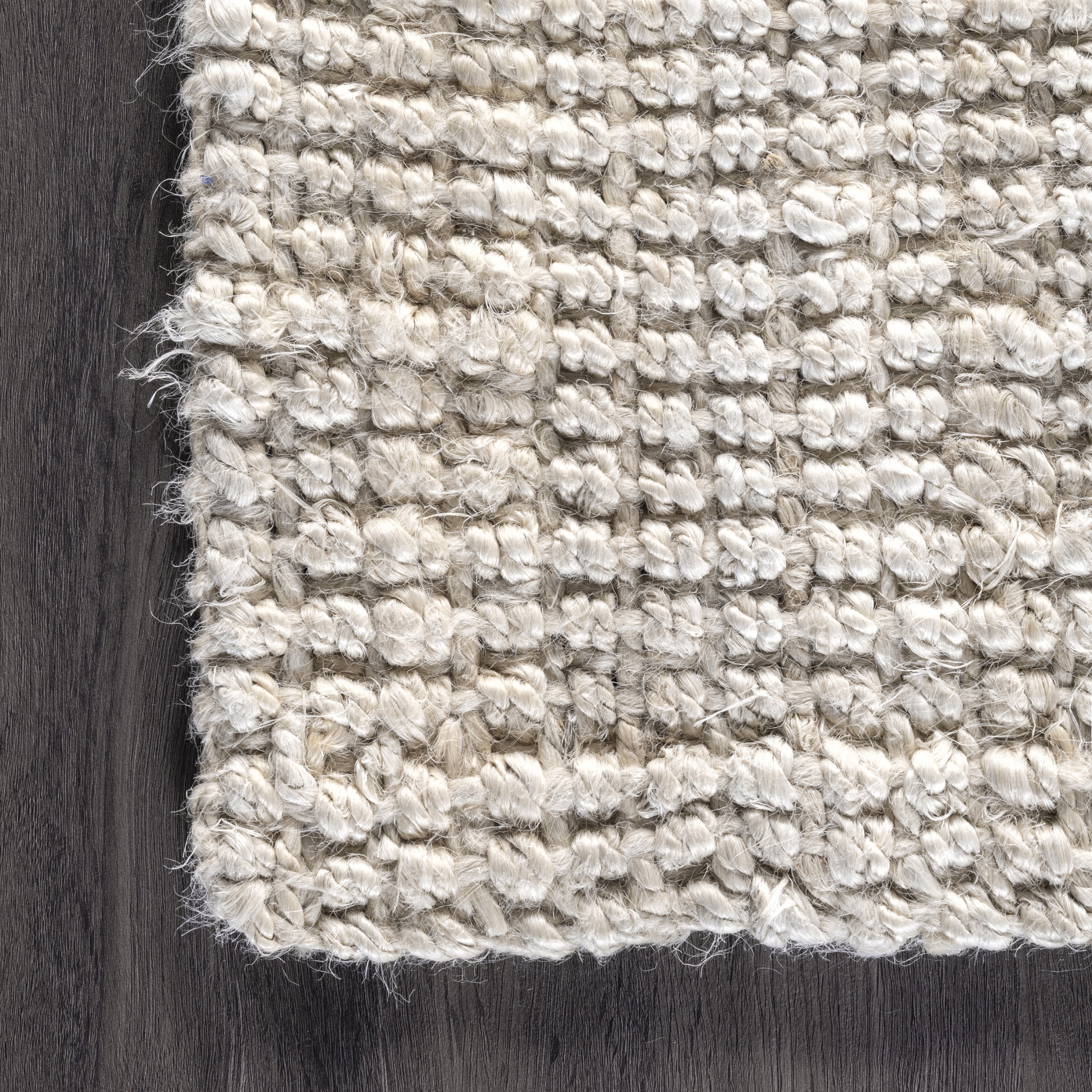 nuLOOM Ashli Solid Farmhouse Jute Area Rug, 8', Round, Ashli Off-white