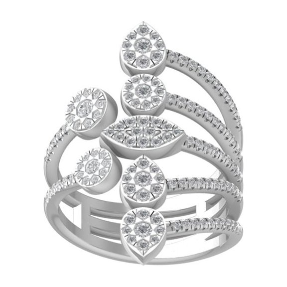 ARAIYA FINE JEWELRY 10K White Gold Diamond Wedding Band Ring (3/4 cttw, I-J Color, I2-I3 Clarity) Size 5