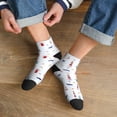 thumbnail image 3 of Rateoe Nautical Lighthouse Sailboat Pattern Quarter Crew Socks,Toe Seamed Ankle Socks,Cotton Cushioned Breathable Athletic Crew Sports Socks, 3 of 7