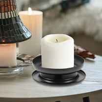 PBPBOX 2Pcs Black Iron Candle Trays Metal Candle Holders for Festive Table Centerpiece