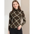 thumbnail image 3 of DARING DIVA Turtleneck Long Sleeve Slim Shirt Blouse XL Brown A, 3 of 6