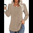 thumbnail image 1 of Blusas Tipo Túnica de Larga Abullonada para Mujer, con Cuello Redondo Plisado, Elegantes, Informales, Holgadas, para Invierno y . Caqui XXL, 1 of 6