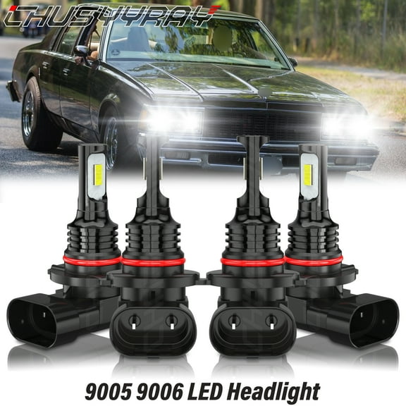 For Chevy Caprice 1987 1988 1989 1990 9005 9006 6000K White LED Headlight High Low Beam Bulbs Kit 4x