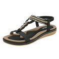 thumbnail image 2 of Aueoeo Boho Sandals For Women Lightweight Dressy Flat Sandals Summer Comfortable Casual Beach Shoes Ankle Elastic Flats Sandals, 2 of 9