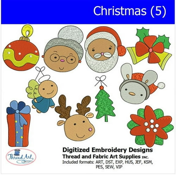 hristmas(5) Embroidery Designs - All Popular Formats Included - Loaded on USB Stick