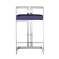 thumbnail image 2 of Benjara Suki 26 Inch Counter Stool Chair, Navy Velvet, Silver Stainless Steel Frame, 2 of 6