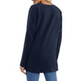 thumbnail image 3 of Fancyglim Women's Long Sleeve Sweatshirt Round Neck Tunic Tops Casual Loose Shirt Blouses Navy S, 3 of 6