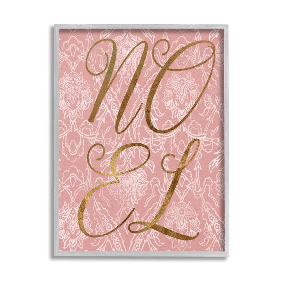 Noel Text Glam Detail Seasonal Botanical Pattern Inspirational Graphic Art Framed Art Print Wall Art