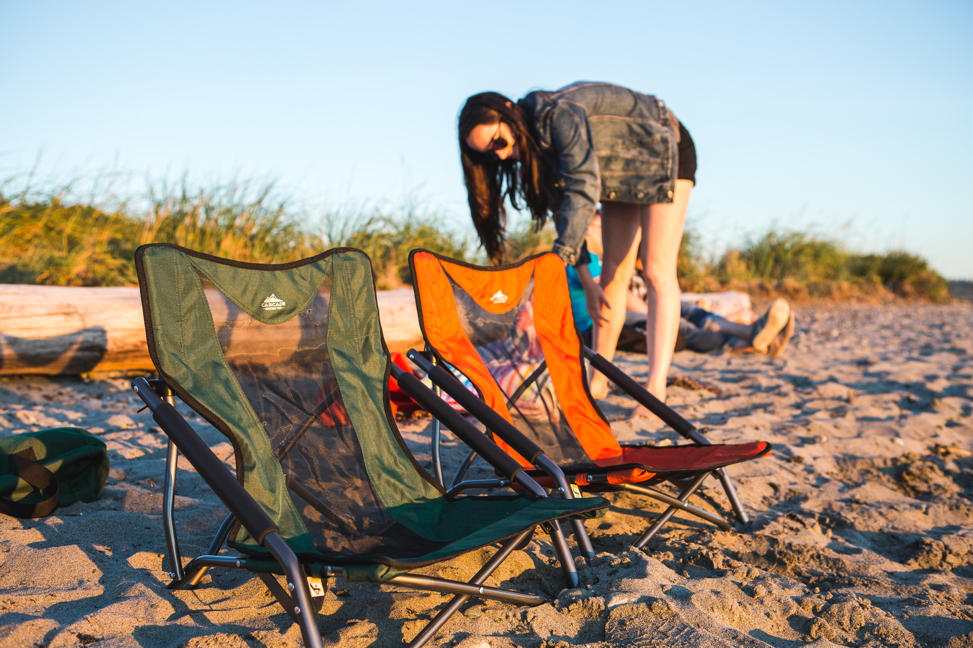 Cascade Mountain Tech Compact Low Profile Outdoor Folding Camp Chair with Carry Case - Green