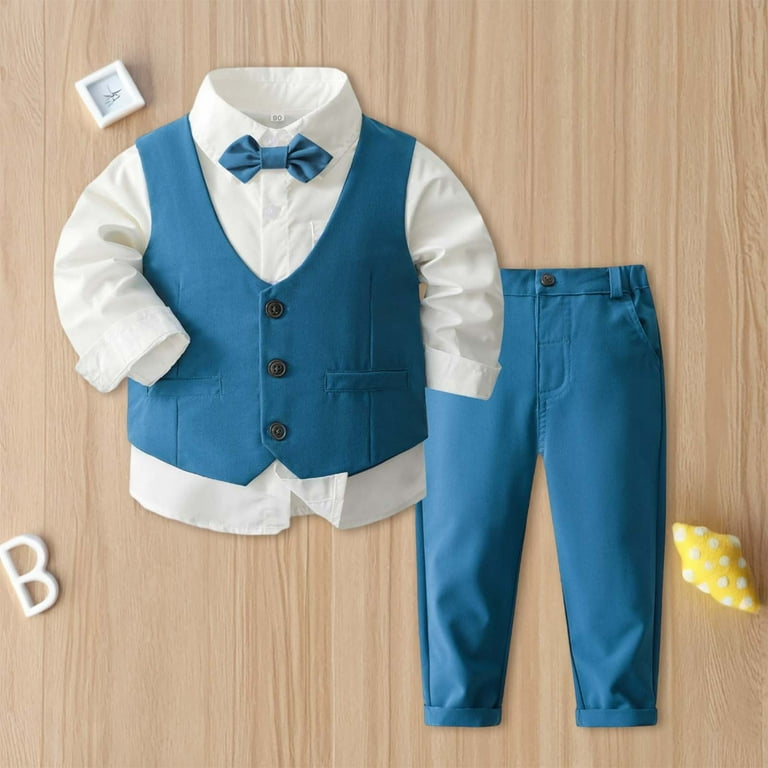 Cute Baby Boy Outfits Formal Outfits Set Shirt Vest Pants Bow Tie