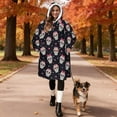 thumbnail image 2 of Skull and Bow Gothic Pattern Oversized Sherpa Fleece Wearable Blanket Hoodie, Double-Sided Warm Fuzzy Pullover with Super Pockets for Women & Men, 2 of 6