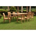 thumbnail image 4 of Teak Dining Set:8 Seater 9 Pc - 94" Double Extension Rectangle Table & 8 Lagos Chairs (6 Armless & 2 Arm / Captain) Outdoor Patio Grade-A Teak Wood WholesaleTeak #WMDSLG9, 4 of 4