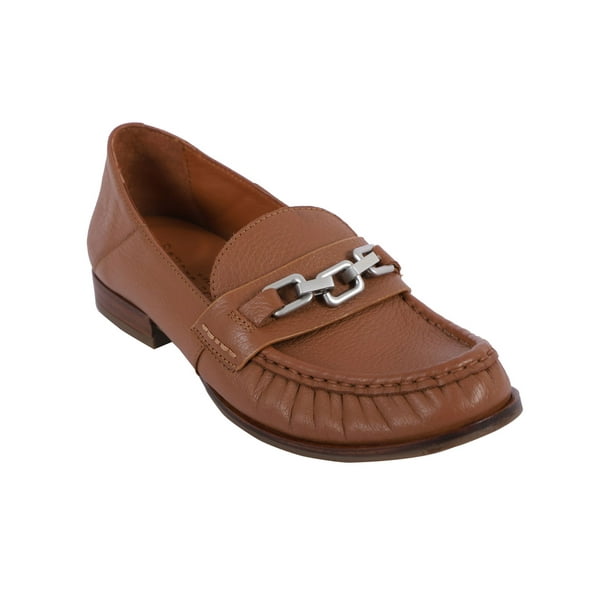 GENTLE SOULS KENNETH COLE Womens Brown Moc Toe Chain Detail Cushioned Janella Round Toe Slip On Leather Loafers Shoes 8.5 M Walmart