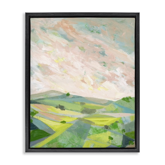 Stupell Industries Contemporary Vibrant Green Hills Landscape Black Floating Frame Canvas Art, 17 x 21, by Ashley Davis