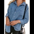 thumbnail image 2 of Camisas de Mujer con Botones y Cuello en V, Camisa Informal Holgada Lago Azul XL, 2 of 8