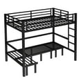thumbnail image 4 of Full Over Futon Bunk Beds, Metal Bunk Bed Frame can be Converted into Bed and Couch, Full Bunk Bed with Ladder, No Box Spring Needed-Black, 4 of 7